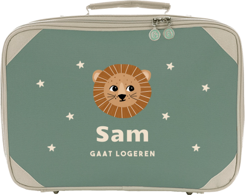 Koffertje met leeuw, sterren en naam