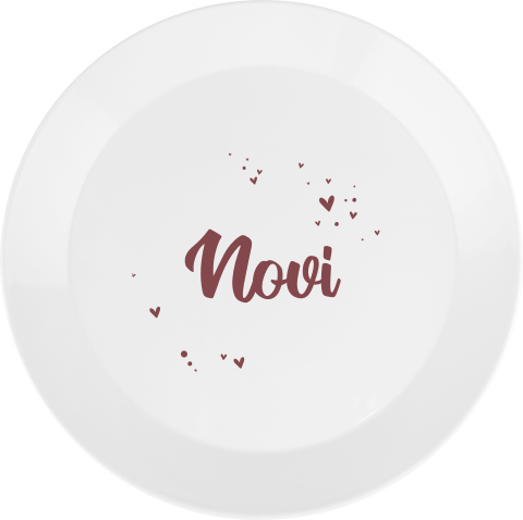 Kinderbordje met sierlijke naam en kleine hartjes