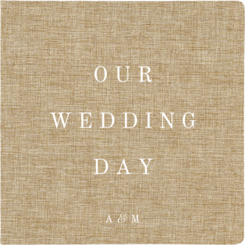 Linnen gastenboek met tekst 'our wedding day'