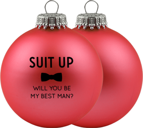 Getuige vragen gepersonaliseerde kerstbal met strik  | Set van 2