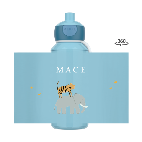 Mepal pop-up drinkfles met naam, tijger en olifant
