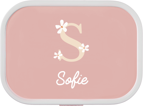 Mepal Campus broodtrommel met initiaal en bloemen