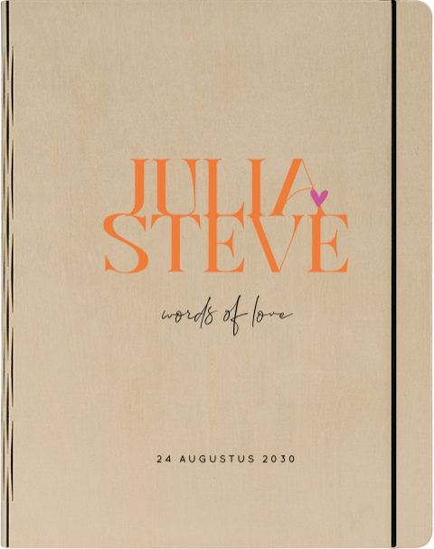 Houten gastenboek in colorblocking kleuren