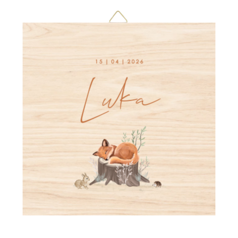 Houten tegel met lieve bosdieren