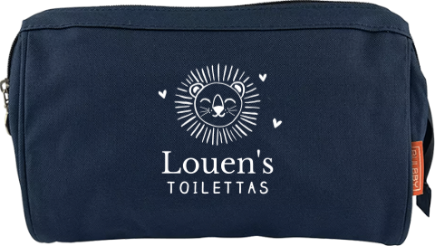 Toilettas met naam en lijntekening leeuw