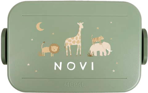 Mepal lunchbox TO GO met naam, jungledieren en sterren