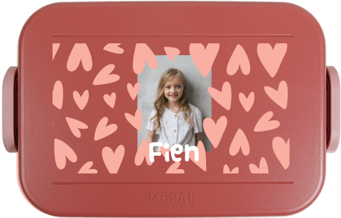 Mepal lunchbox TO GO met naam, foto en hartjespatroon