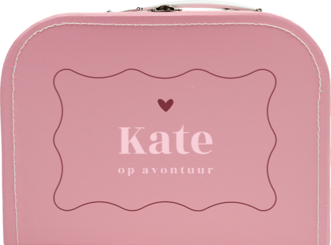 Kinderkoffertje met naam, hartje en golvend kader