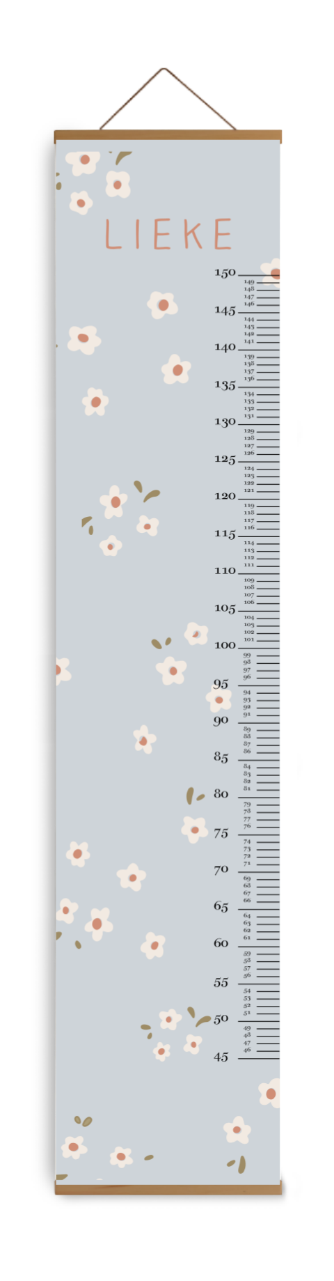Groeimeter kinderkamer met bloemetjes en naam