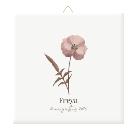 Tegeltje geboortebloem, augustus, klaproos