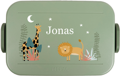 Mepal lunchbox TO GO met naam en jungle dieren