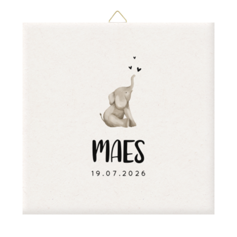 Geboorte tegeltje met lief olifantje