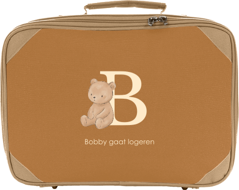 Logeerkoffertje met initiaal en beertje