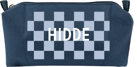 Etui met ruitjespatroon en naam