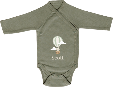 Rompertje lange mouw met luchtballon, konijn en naam