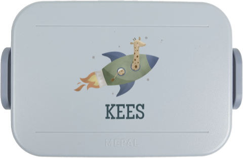 Mepal lunchbox TO GO met naam en giraf in raket