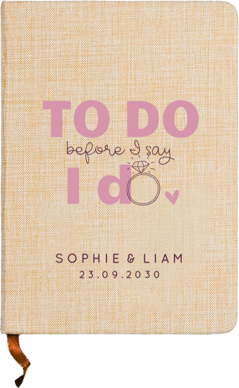 Linnen notitieboekje bruiloft met eigen quotes