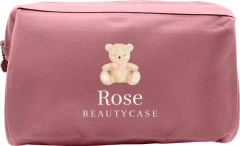 Toilettas met naam en teddybeer