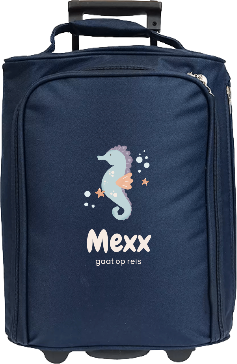 Reistrolley met naam en zeepaardje