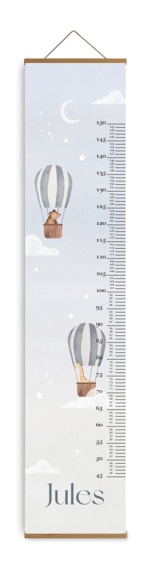 Groeimeter kinderkamer met luchtballon, beertje en giraf