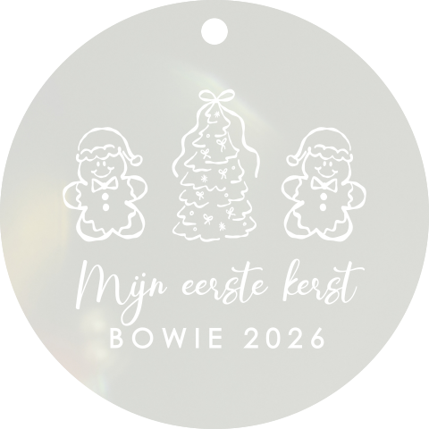 Acryl kersthanger 'Eerste kerst' met illustraties