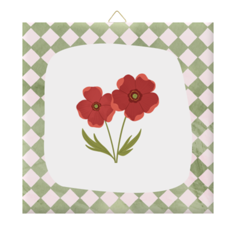 Kleurrijk tegeltje met klaproos