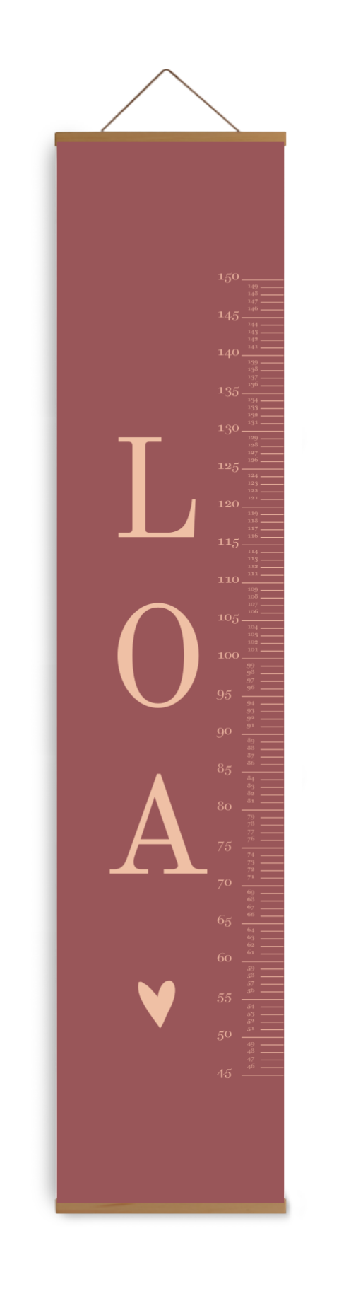 Groeimeter kinderkamer met naam en hartje