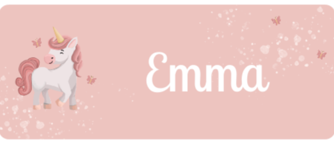 Naamsticker medium met eenhoorn en vlinders - 20 per vel