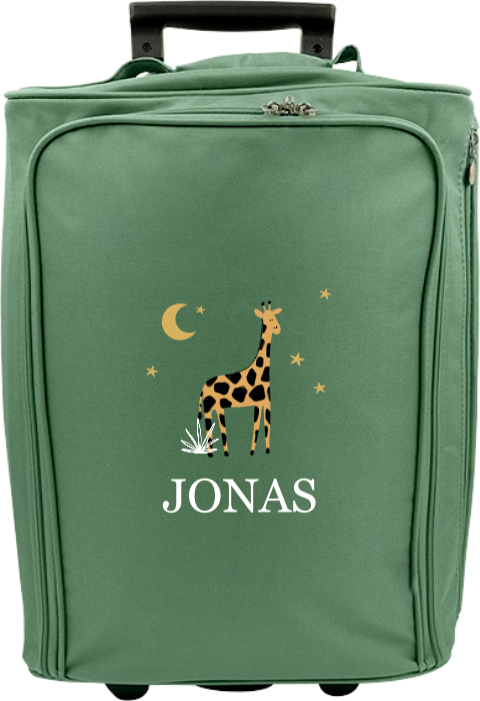 Reistrolley met giraffe, sterren en naam