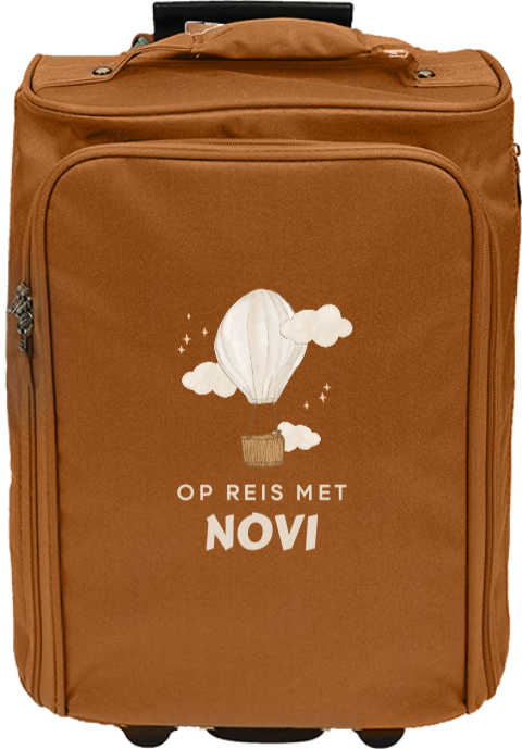 Reistrolley met naam en luchtballon