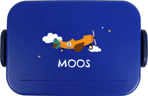 Mepal lunchbox TO GO met naam en vliegtuig