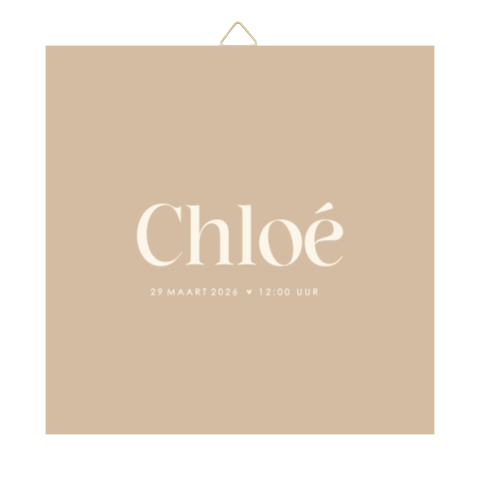 Tegeltje in beigetinten met klassieke typografie en hartje