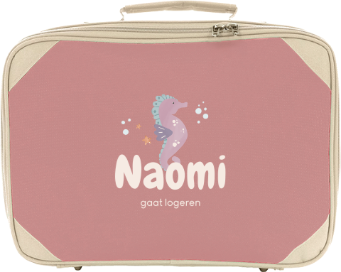 Koffertje met naam en zeepaardje