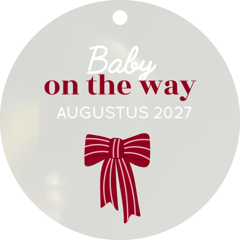 Zwangerschapsaankondiging aryl kerst hanger met strik