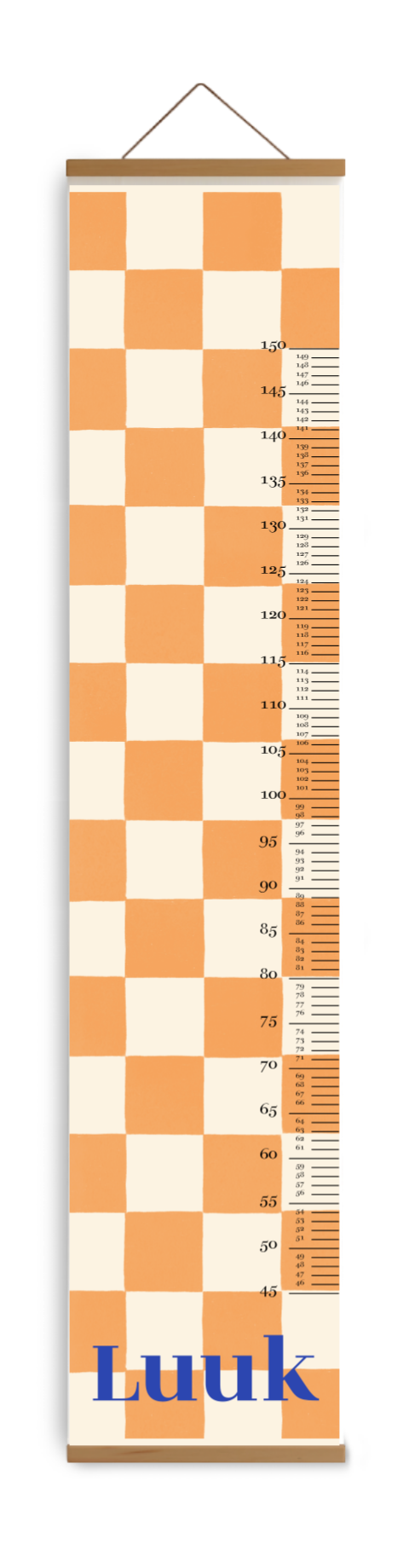 Groeimeter voor kinderkamer oranje geblokt