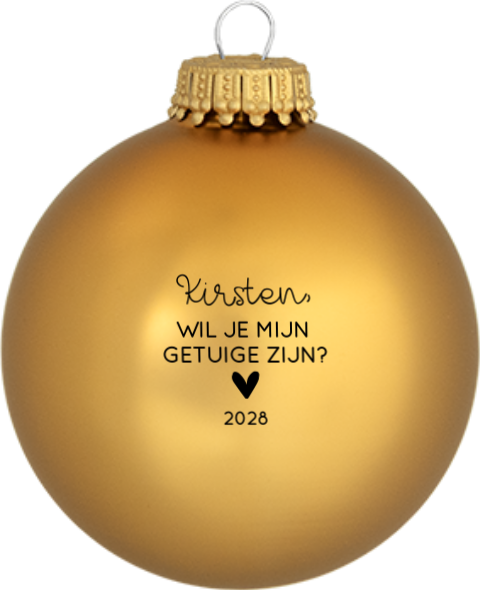 Getuige vragen gepersonaliseerde kerstbal goud