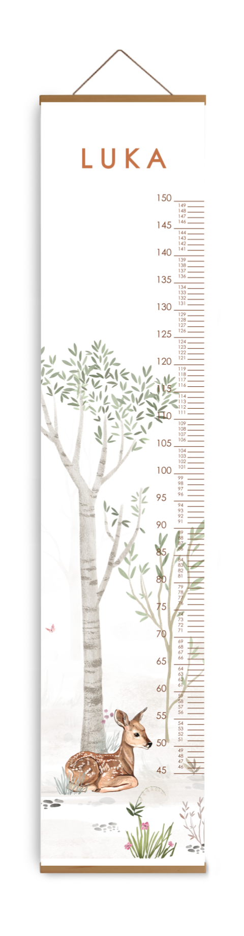 Groeimeter met illustratie van hertje in bos