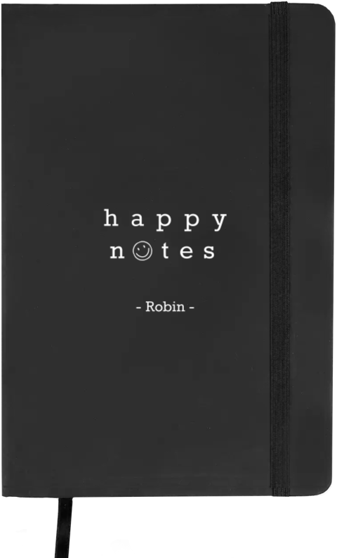 Notitieboek met happy notes quote als praktisch collega­cadeau