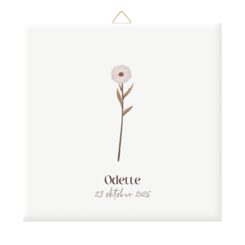 Gepersonaliseerd tegeltje met de geboortebloem van oktober