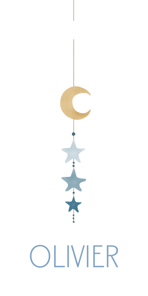 Label met een maan met sterren hanger