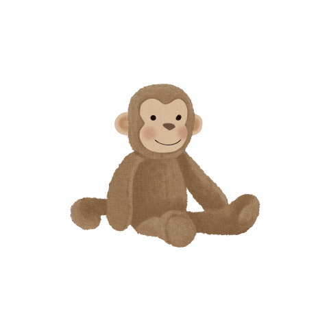Sluitzegel met een knuffel aapje - vel met 25 stickers