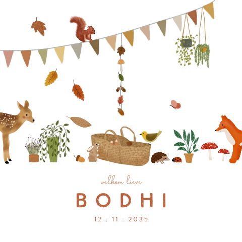 Genderneutraal geboortekaartje voor een herfstkindje