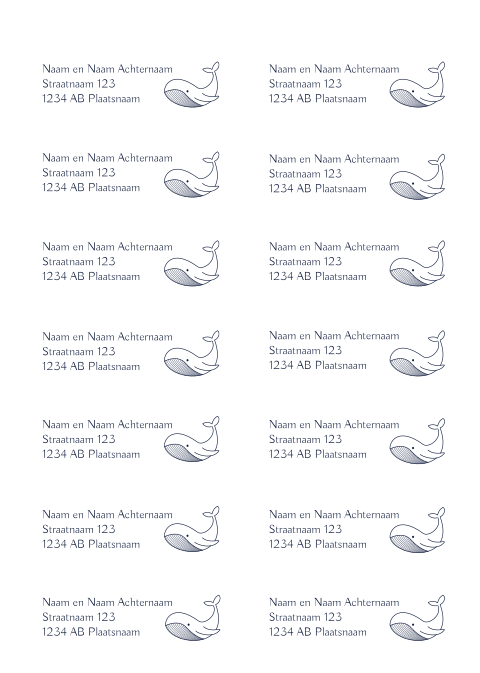 Adresstickers met een walvis