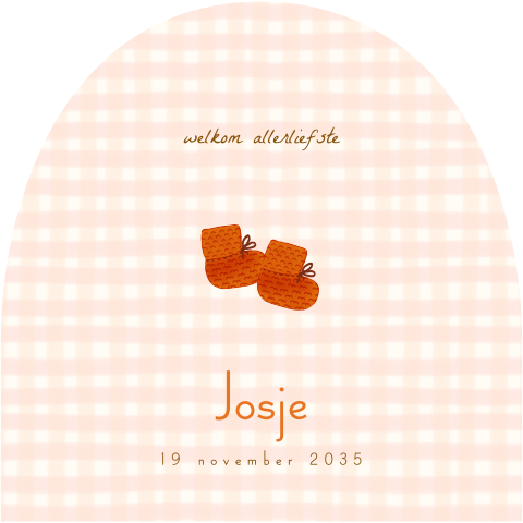 Winters boogkaartje met ruitjes en gebreide slofjes