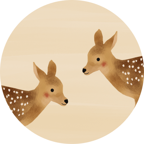 Gele sluitzegel met twee hertjes voor een tweeling