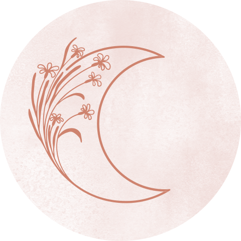 Sluitsticker met een oudroze maan met bloemen - vel met 25 stickers