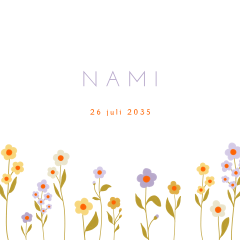 Geboortegeltje met bloemen in vrolijke kleuren