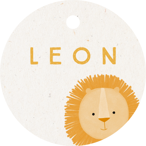 Lief rond labeltje met een leeuwtje