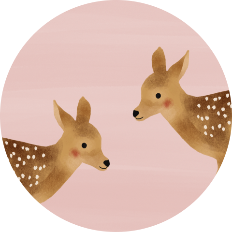 Roze sluitzegel met twee hertjes voor een tweeling