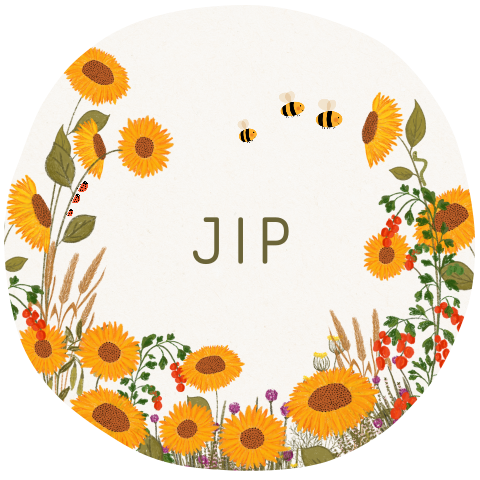 Gestanst rond geboortekaartje met zonnebloemen